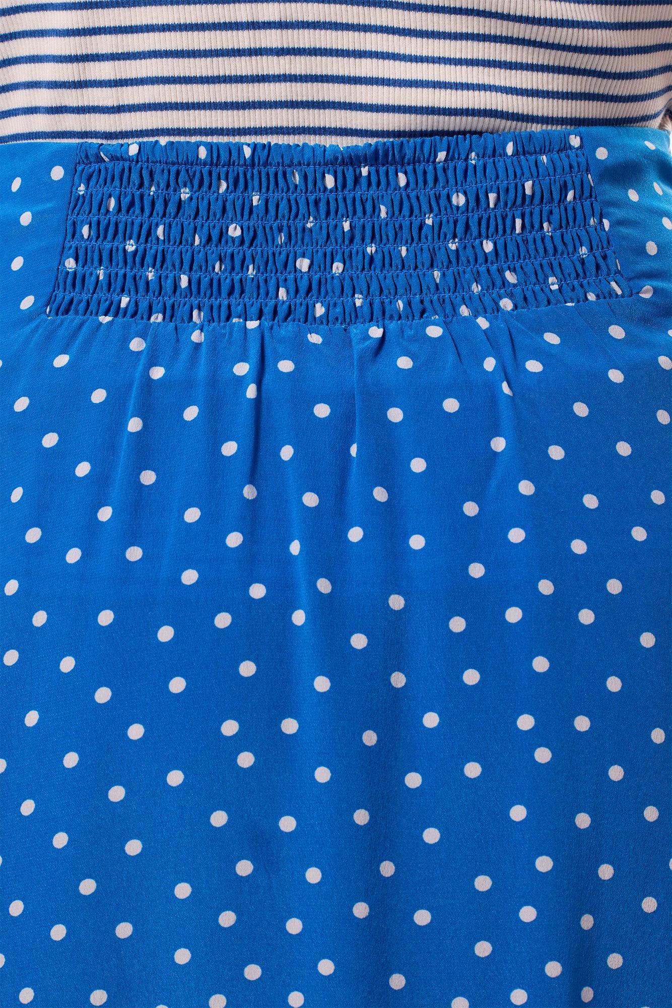 Button Front Washable Silk Skirt - Riviera Dot Turquoise Product Image