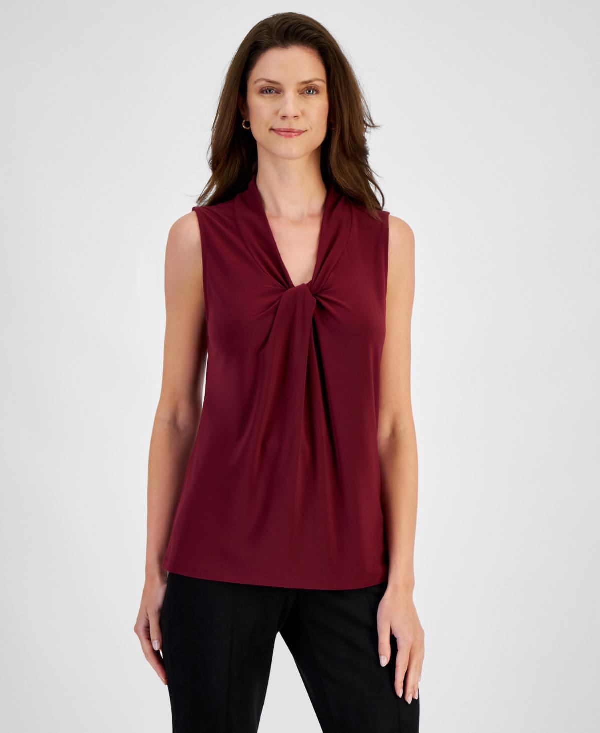 Kasper Womens Knot-Front Sleeveless Blouse Product Image