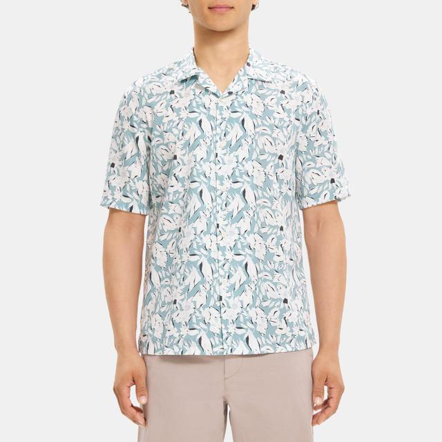 Floral Print Lyocell Short-Sleeve Shirt | Theory Outlet Product Image