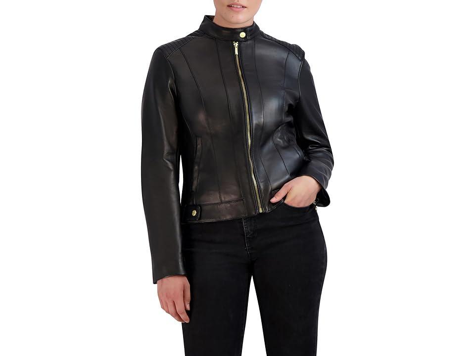 Cole Haan Leather Racer Jacket Women's Jacket Product Image