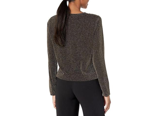 MICHAEL Michael Kors Sparkle Cutout Long Sleeve Top (Black Women's Clothing Product Image