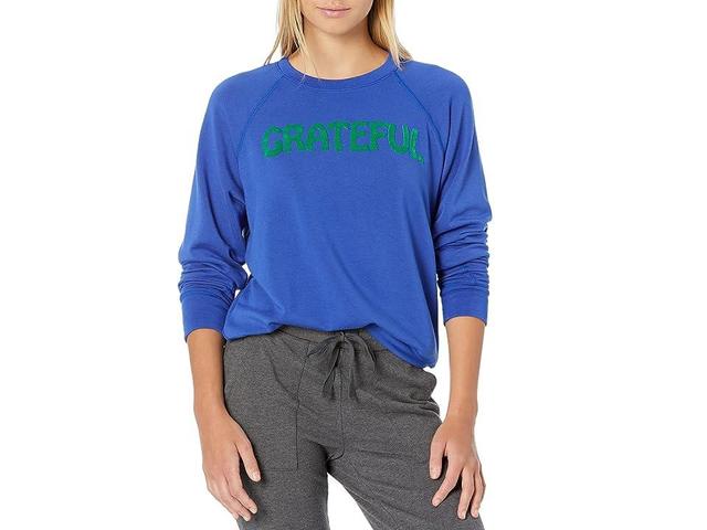 SUNDRY Grateful Sweatshirt (Bright Lapis) Women's Clothing Product Image