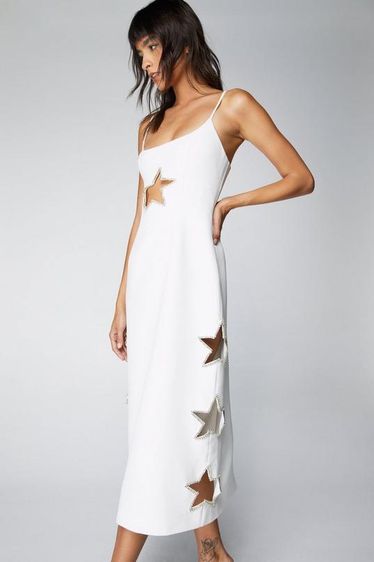 Diamante Star Cut Out Midi Dress Product Image