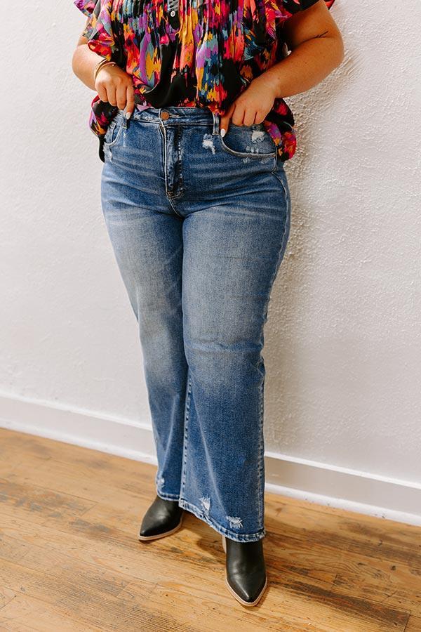 RISEN Paisley High Waist Wide Leg Jean Curves Product Image