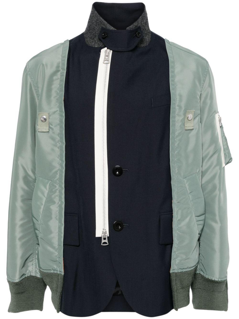 SACAI Contrast-panel Jacket In D/navy×b/khaki Product Image