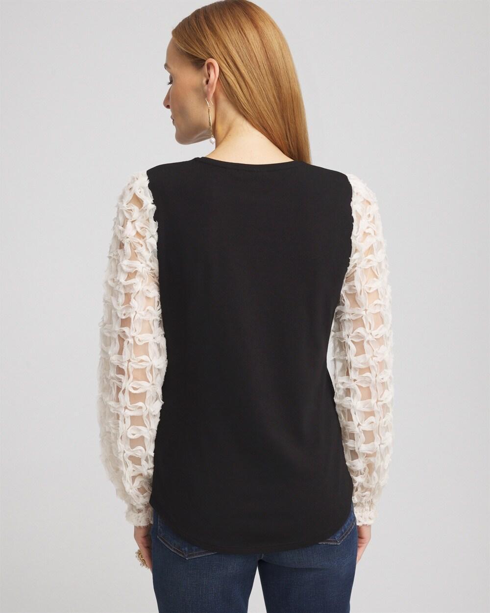 Women's Applique Mesh Sleeve Top Product Image