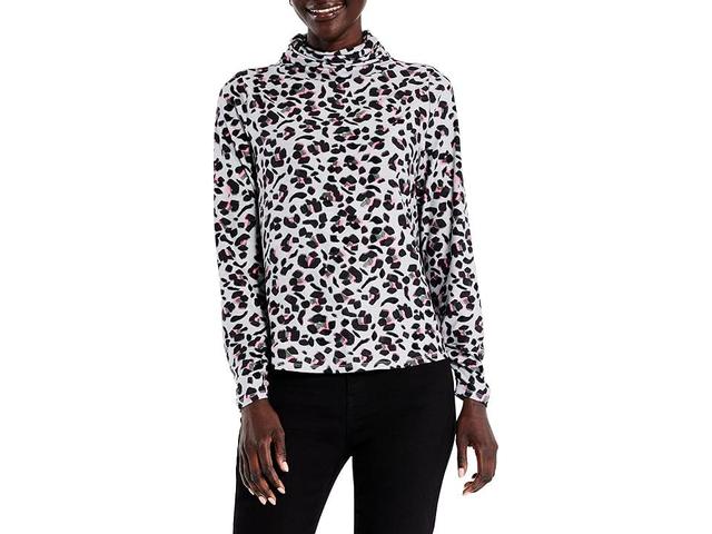 NIC+ZOE Cheetah Pop Top (Grey Multi) Women's Clothing Product Image