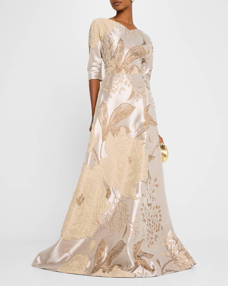 A-Line Metallic Jacquard Gown Product Image