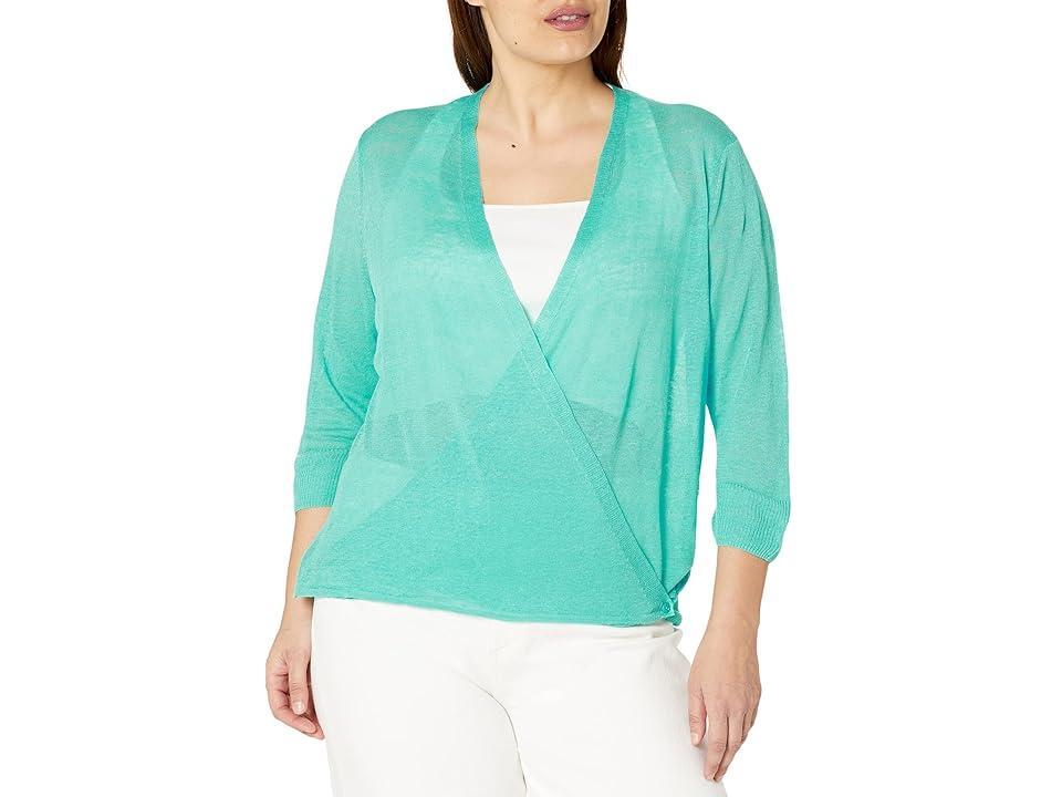 NIC+ZOE Plus Size Four-Way Cardigan (Aqua) Women's Clothing Product Image