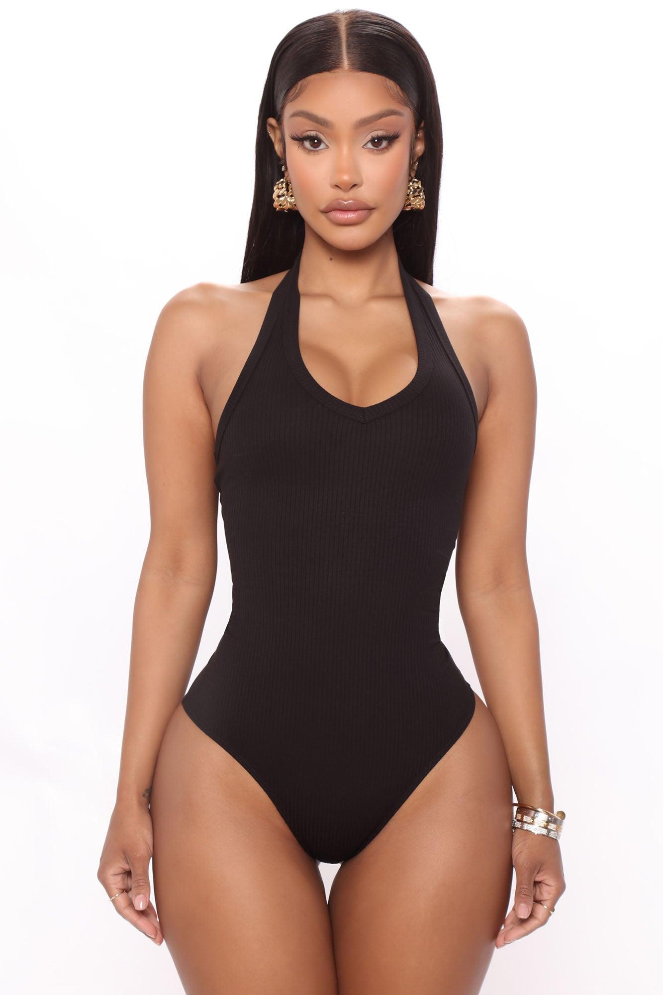 The New Me Halter Bodysuit - Black Product Image