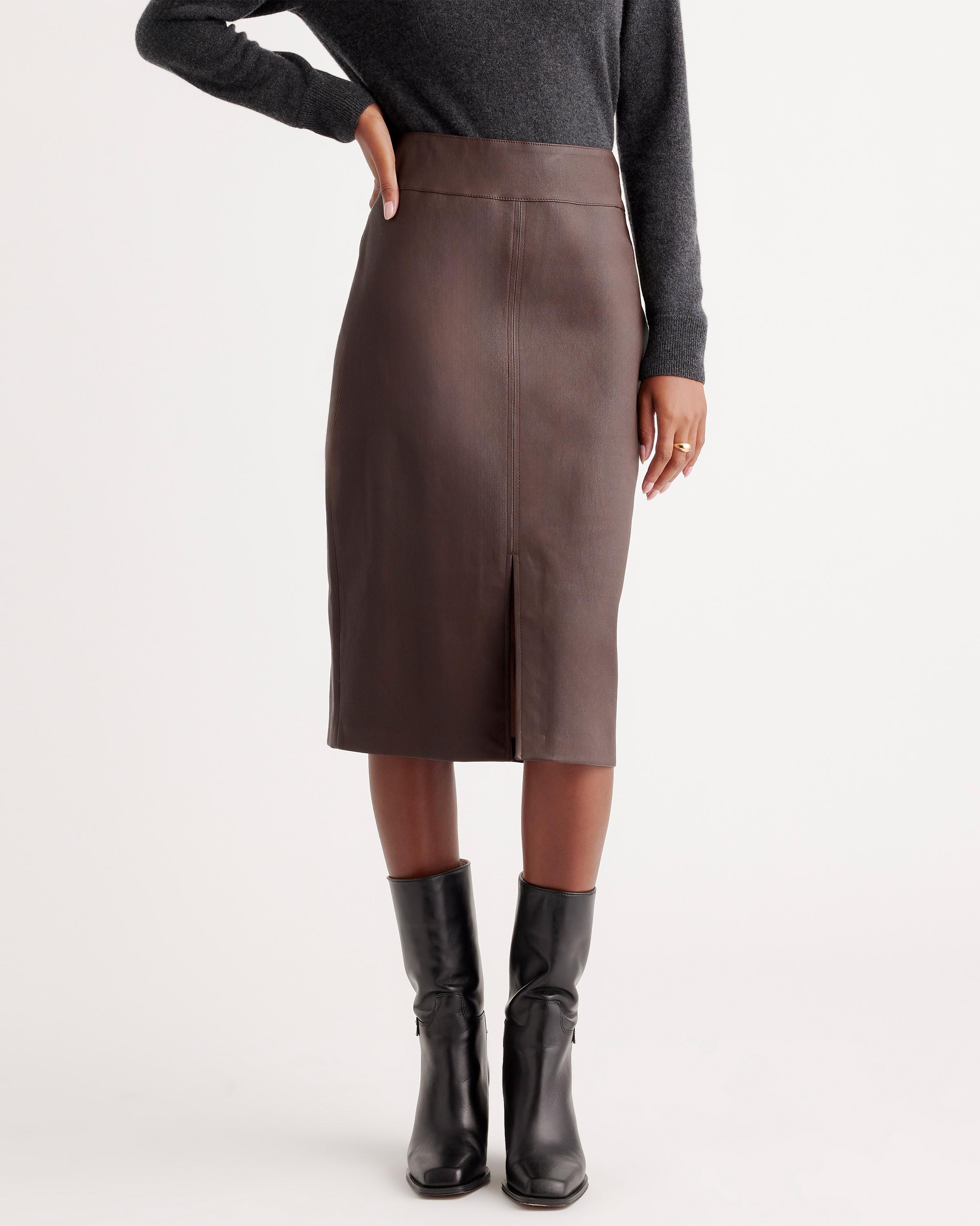 Stretch Leather Pencil Skirt Product Image