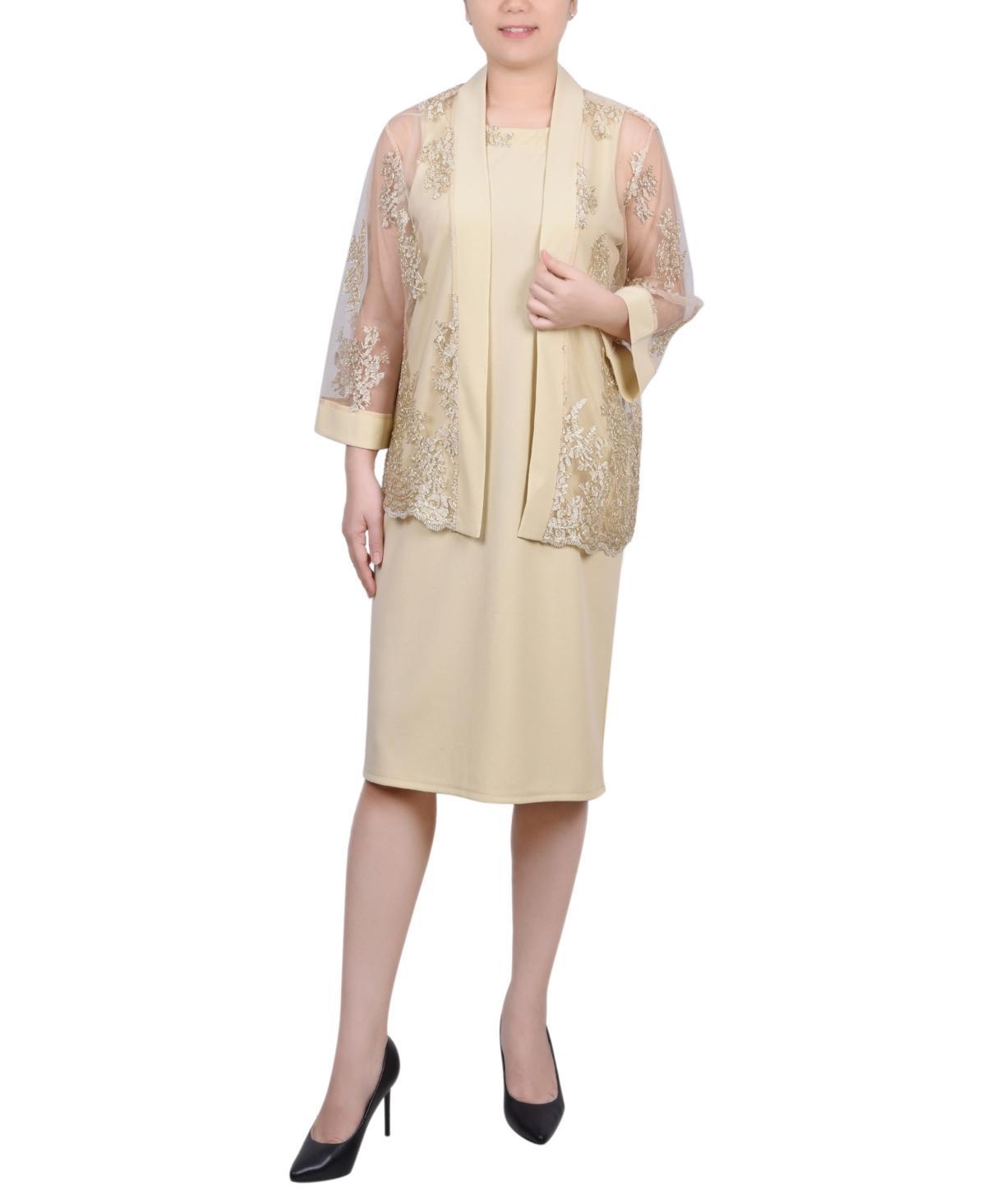 Ny Collection Womens 3/4 Sleeve Jacket and Dress, 2 Piece Set Product Image