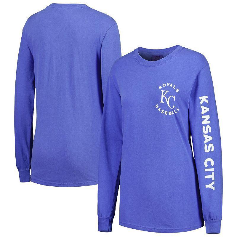 Womens Soft as a Grape Royal Kansas City Royals Team Pigment Dye Long Sleeve T-Shirt Product Image