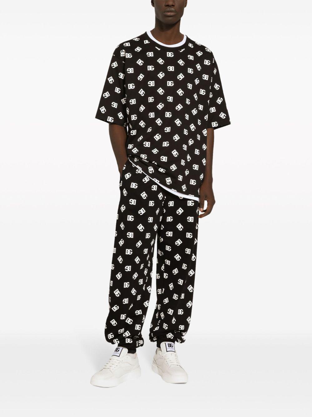 Monogram-pattern Cotton Track Pants In Black Product Image