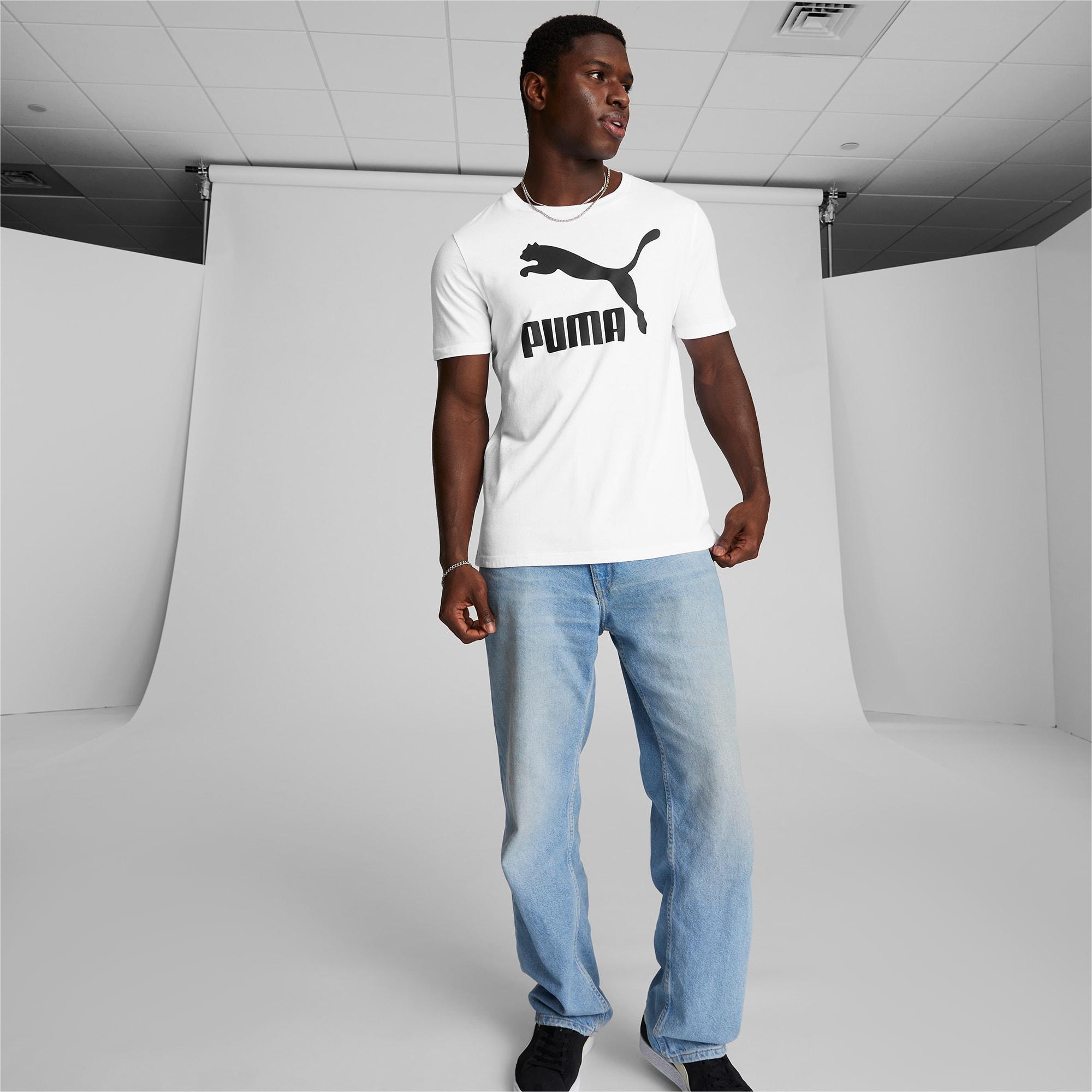 PUMA Classics Logo Men's T-Shirt in White/Black Product Image