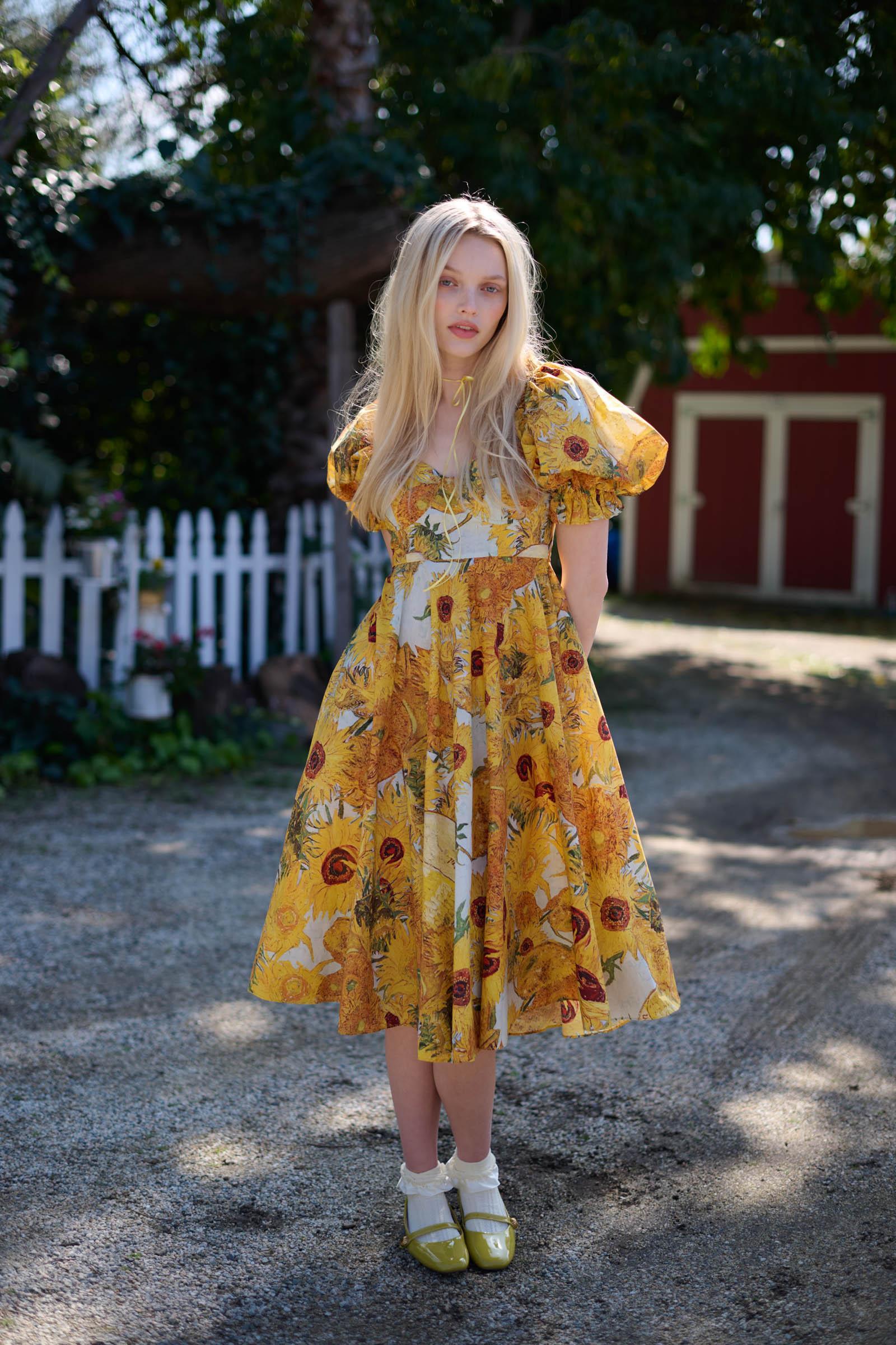 Sunflowers Tea Rose Dress Product Image