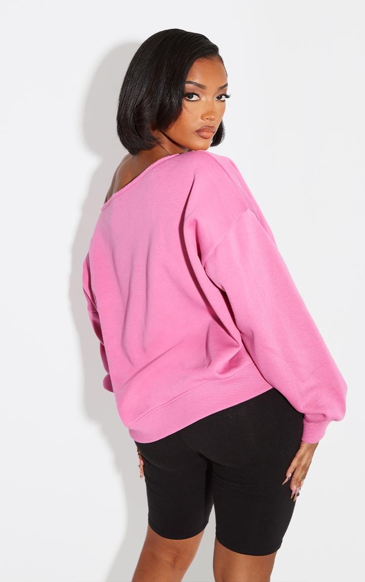 Shape Hot Pink Sweat Raw Edge Slouch Sweatshirt Product Image