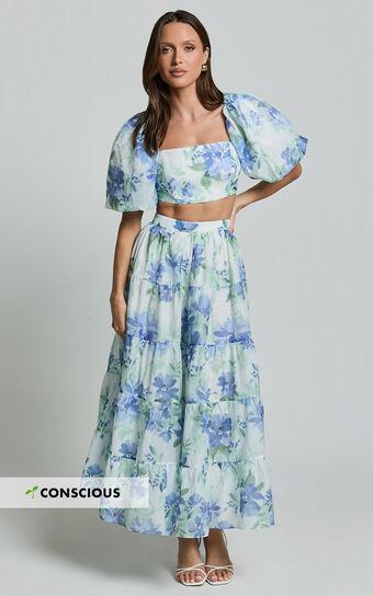 Amalie The Label - Rosa Crop Top and Tiered Maxi Skirt Two Piece Set in Elysian Print Product Image