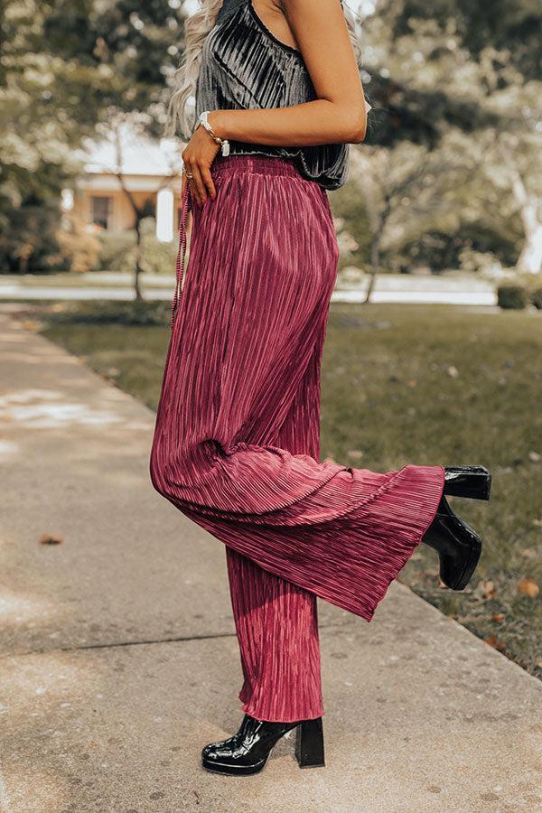 The Blossom Pleated Pants In Berry Product Image