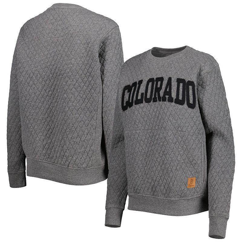 Womens Pressbox Heather Charcoal Colorado Buffaloes Moose Quilted Pullover Sweatshirt Product Image