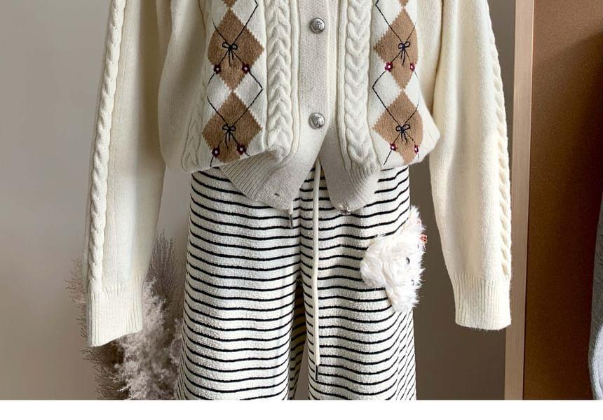 Argyle Print Button-Up Cardigan Product Image