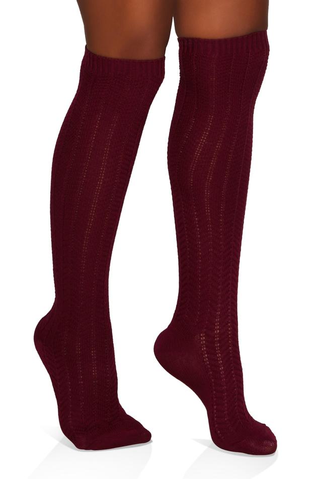 Womens Pointelle Knit Knee High Socks Size 9-11 Product Image