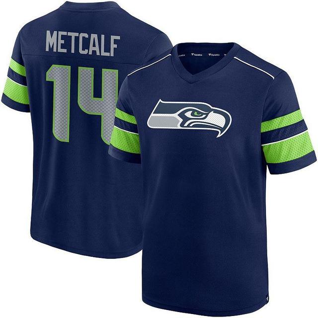 Mens Fanatics Branded DK Metcalf College Seattle Seahawks Hashmark Name & Number V-Neck T-Shirt Blue Product Image