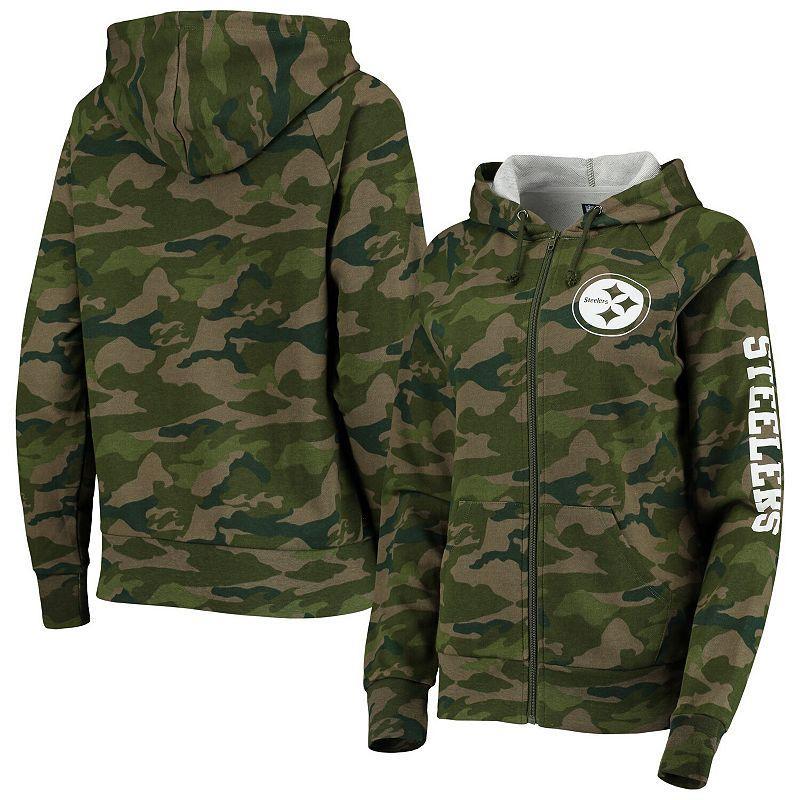 Womens New Era Camo Pittsburgh Steelers Raglan Full-Zip Hoodie Product Image