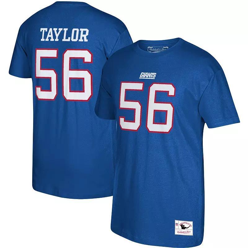 Mens Mitchell & Ness Lawrence Taylor Royal New York Giants Retired Player Logo Name and Number T-shirt Product Image