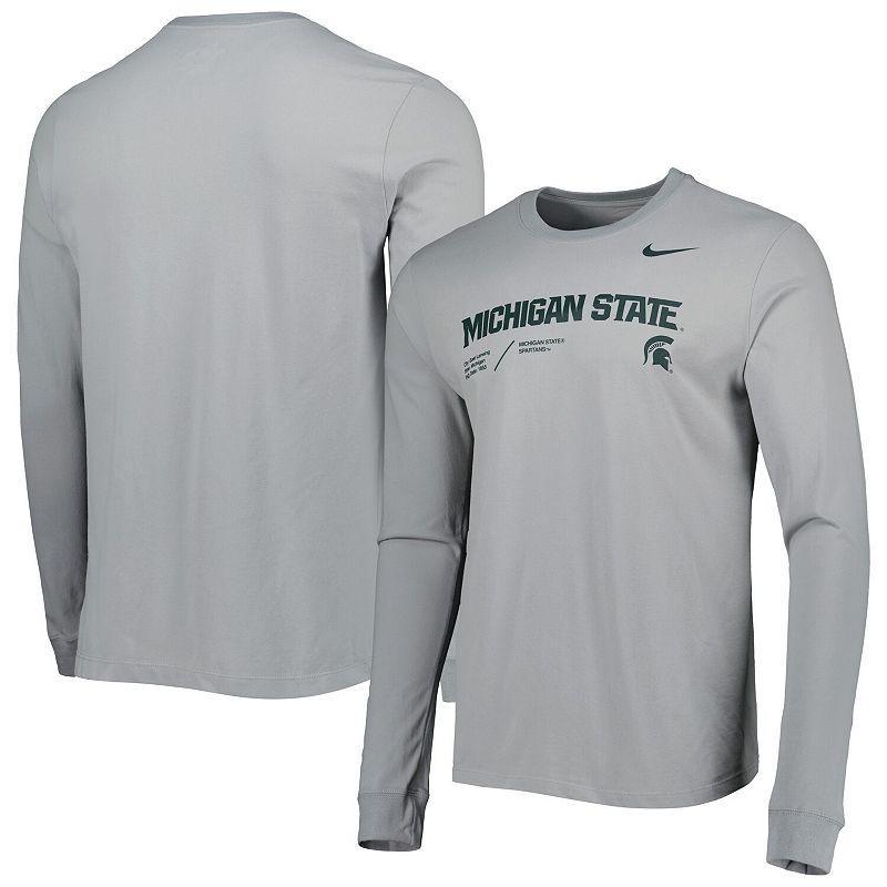 Mens Nike Gray Michigan State Spartans Team Practice Performance Long Sleeve T-Shirt Grey Product Image