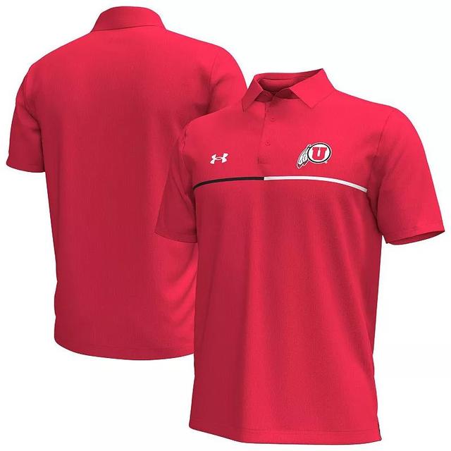 Mens Under Armour Red Utah Utes Playoff Chest Stripe Performance Polo Product Image