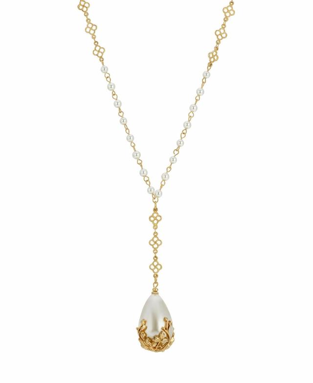 1928 Gold Tone Simulated Pearl Y-Necklace, Womens, White Product Image