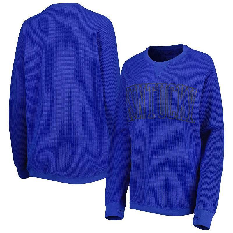 Womens Pressbox Royal Kentucky Wildcats Surf Plus Size Southlawn Waffle-Knit Thermal Tri-Blend Long Sleeve T-shirt Product Image