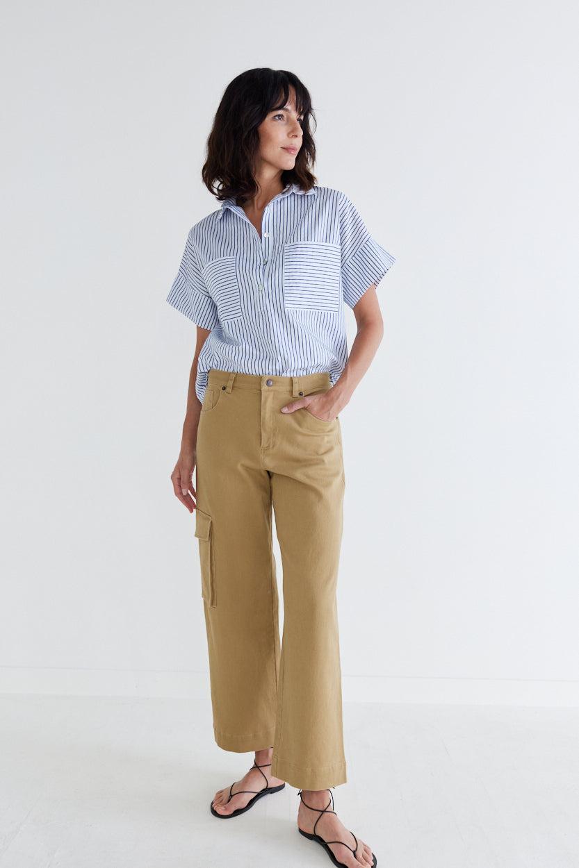 Walk the Line Short Sleeve Poplin Top Product Image