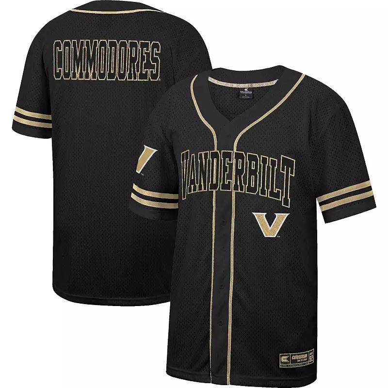 Mens Colosseum Black Vanderbilt Commodores Free Spirited Mesh Button-Up Baseball Jersey - Black Product Image