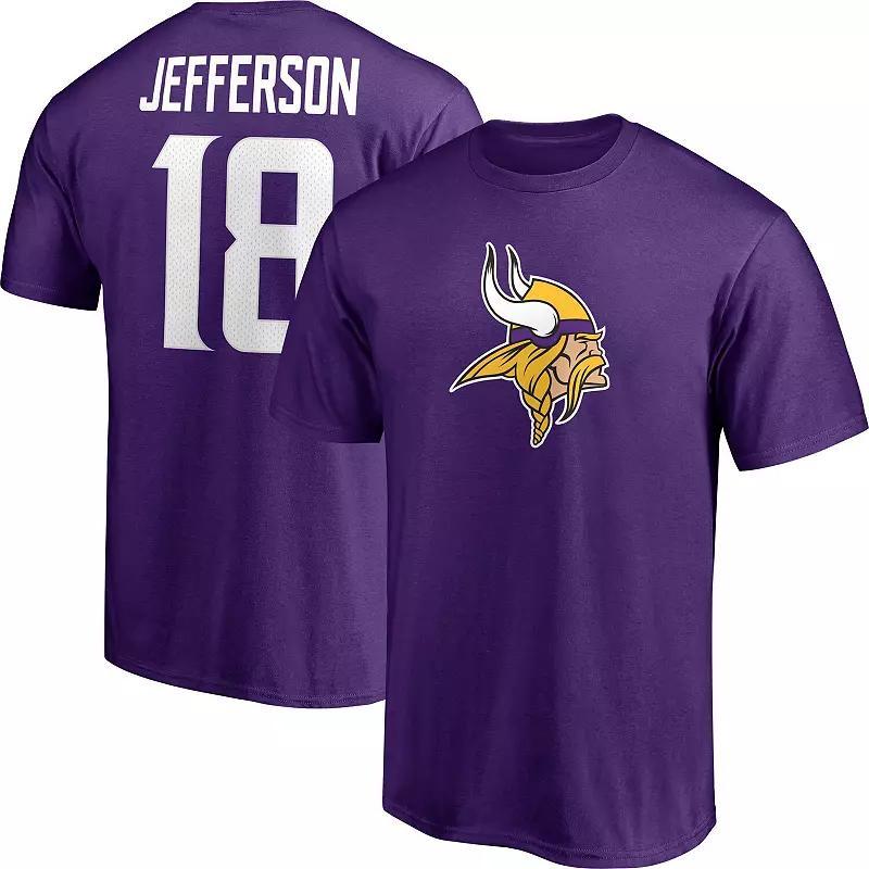 Mens Justin Jefferson Purple Minnesota Vikings Player Icon Name and Number T-shirt Product Image