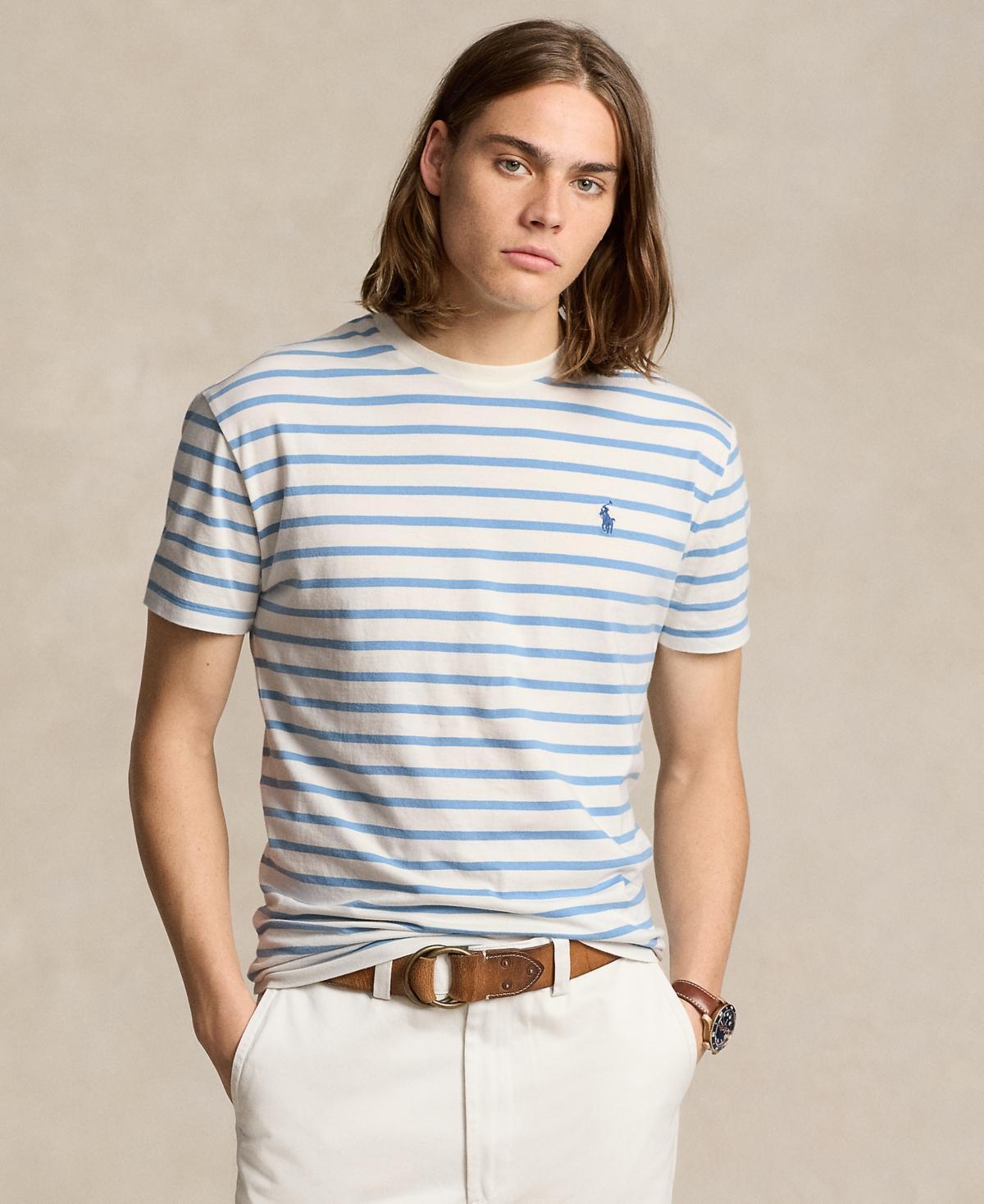 Mens Striped Jersey Crewneck T-Shirt Product Image