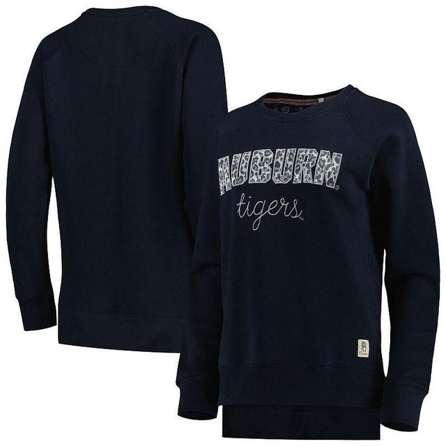 Womens Pressbox Auburn Tigers Steamboat Animal Print Raglan Pullover Sweatshirt Blue Product Image