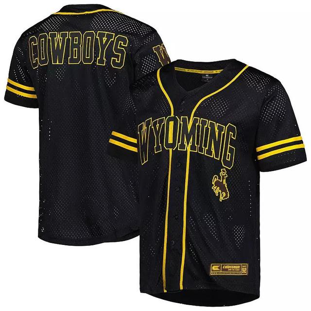 Mens Colosseum Black Wyoming Cowboys Free Spirited Mesh Button-Up Baseball Jersey - Black Product Image