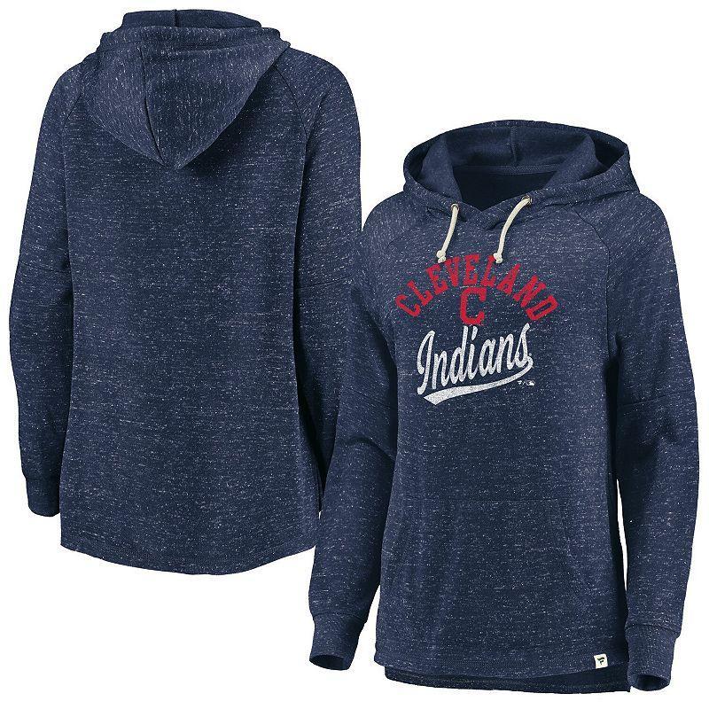 Womens Fanatics Branded Cleveland Indians Faded Script Raglan Pullover Hoodie Blue Product Image