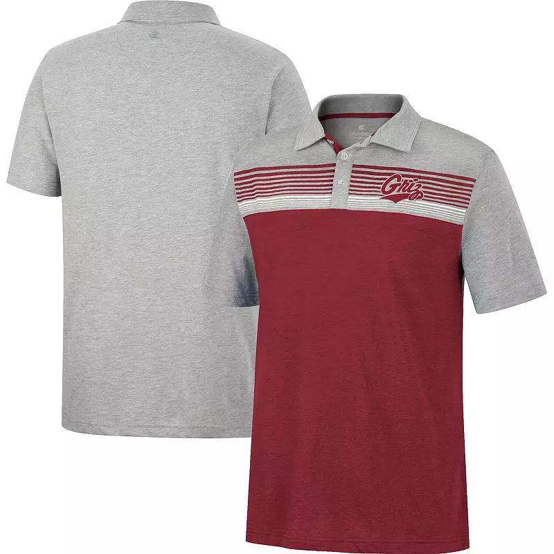 Mens Colosseum Maroon/Heather Gray Montana Grizzlies Caddie Lightweight Polo Product Image