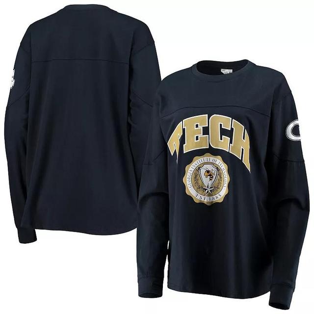 Womens Pressbox Georgia Tech Yellow Jackets Edith Long Sleeve T-Shirt Blue Product Image