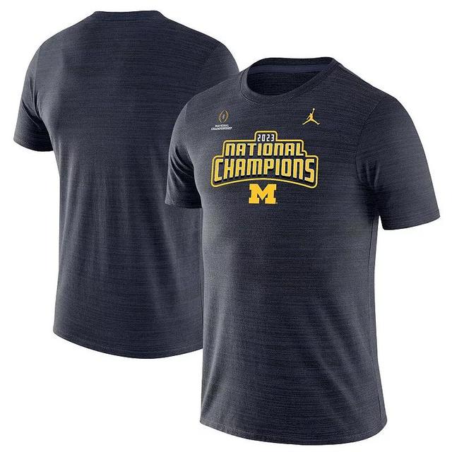 Mens Jordan Brand Michigan Wolverines College Football Playoff 2023 National Champions Velocity Legend Performance T-Shirt Blue Product Image