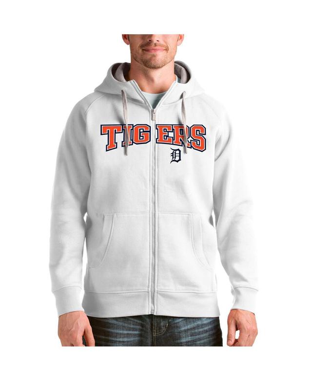 Antigua Mens White Detroit Tigers Team Logo Victory Full-Zip Hoodie Product Image