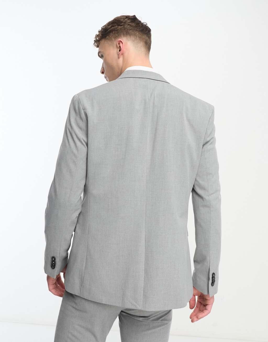 New Look Slim Suit Jacket In Gray Product Image