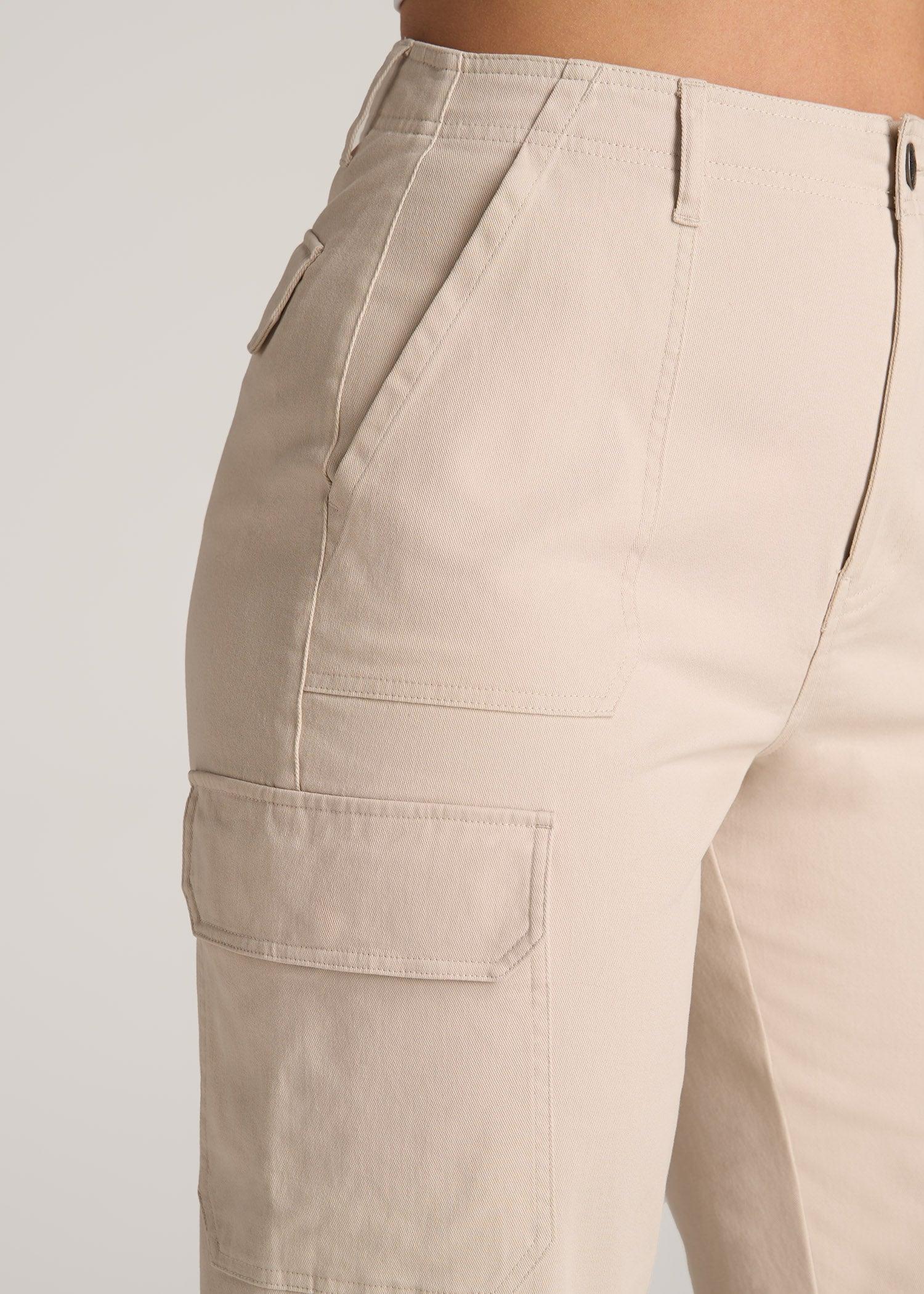 Straight Leg Cargo Chino Pants for Tall Women in Soft Beige Product Image