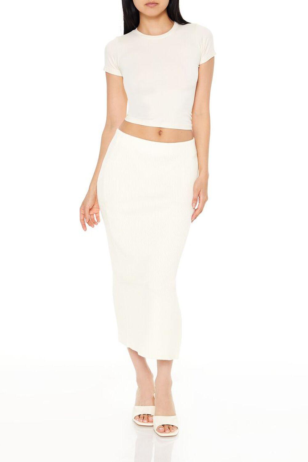 Fitted Sweater-Knit Midi Skirt | Forever 21 Product Image