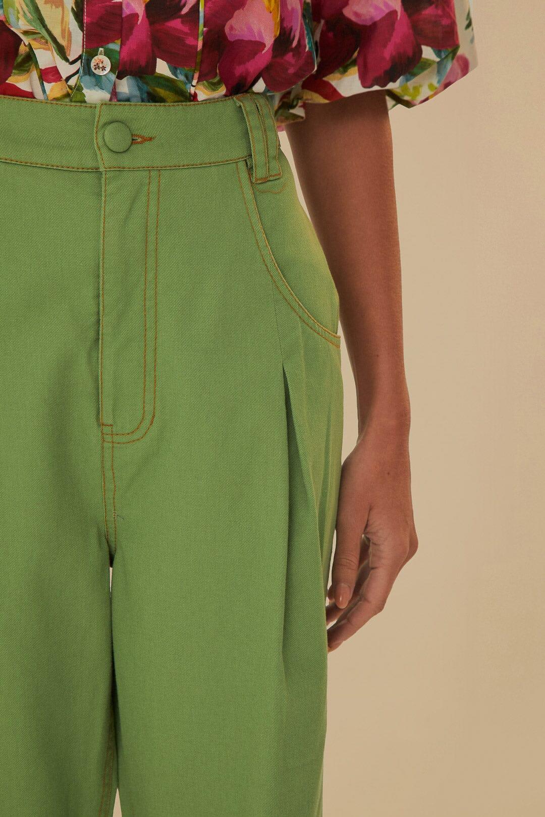 Green Pleat Pants Product Image