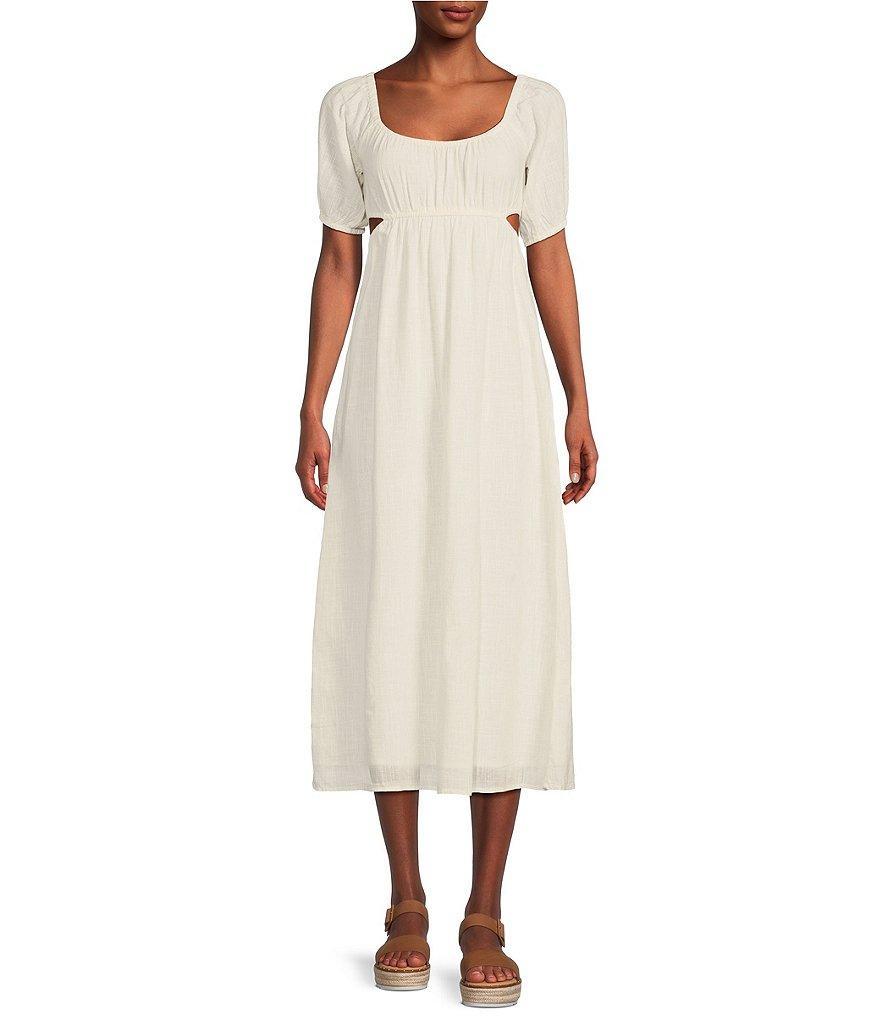 Billabong On The Coast Short Sleeve Waist Cut-Out Midi Dress Product Image