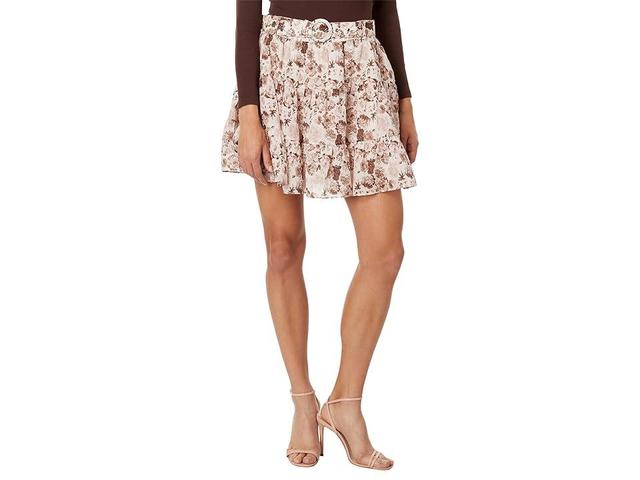 English Factory Floral Tiered Linen Blend Miniskirt Product Image